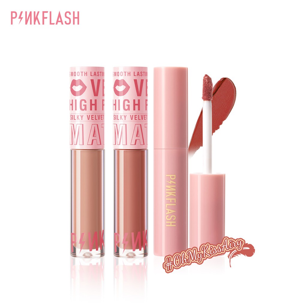 PINKFLASH 2Pcs Lipstick Set Silky Velvet Matte Lip Cream High Pigment Waterproof Lipstick Lip Tint Makeup Set