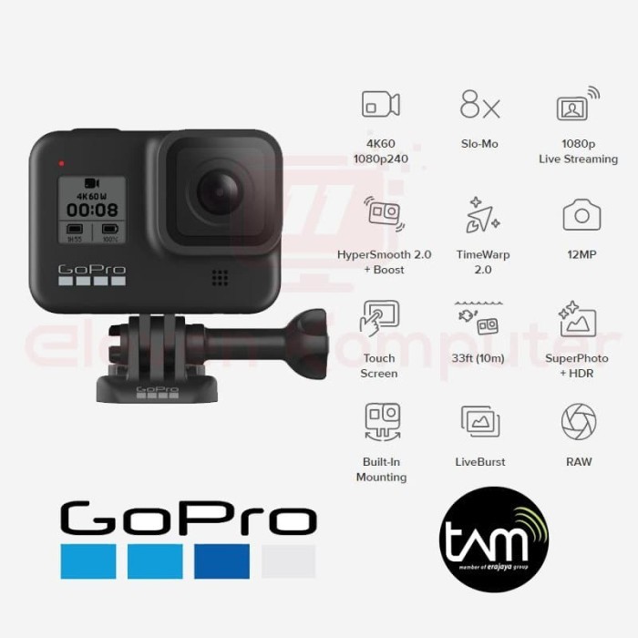 GoPro HERO8 Black / Go Pro Hero 8 / Hero8 Black - Garansi Resmi TAM -