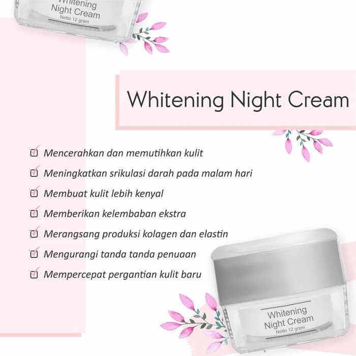MS GLOW Night Cream Whitening | Acne | Luminous | Ultimate Cream Malam 12gr