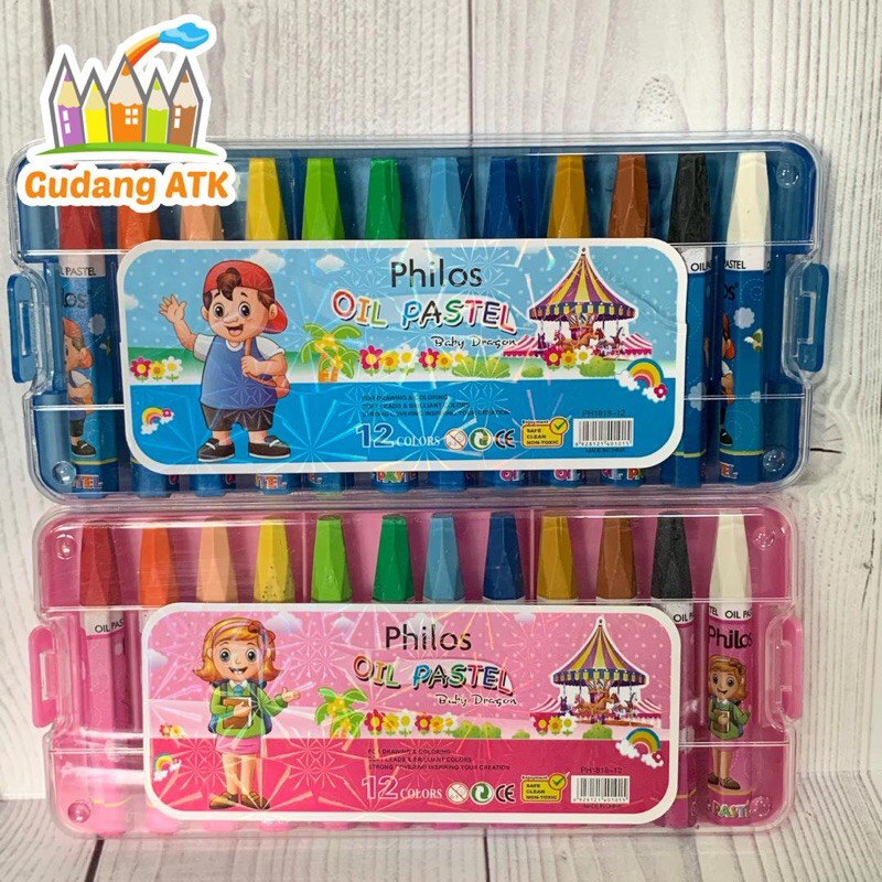 

Crayon/ oil pastell PHILOS 12 warna sedang