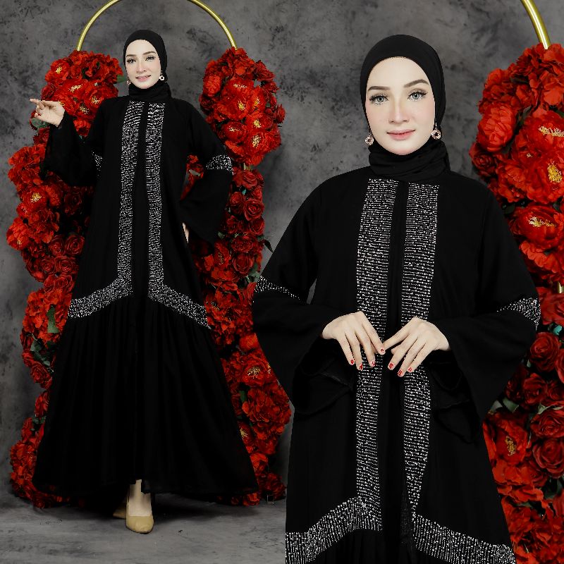 Gallery Exclusive Abaya Hitam Gamis Bordir Turkey Dubai Nandya