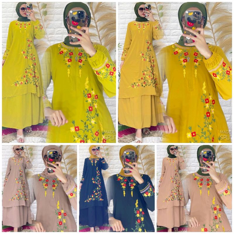 Koleksi Terbaru Gamis Melayu cerruty Premium Bordiran Rapi Padat Rapat Mewah Ukuran Standar Jumbo Baju Kurung Malaysia Set Dress Seragaman Keluarga Lebaran Longdress Fashion Wanita Ibu Remaja Muslimah Seragam Pesta Pernikahan Pengajian Arisan Raihanah-5