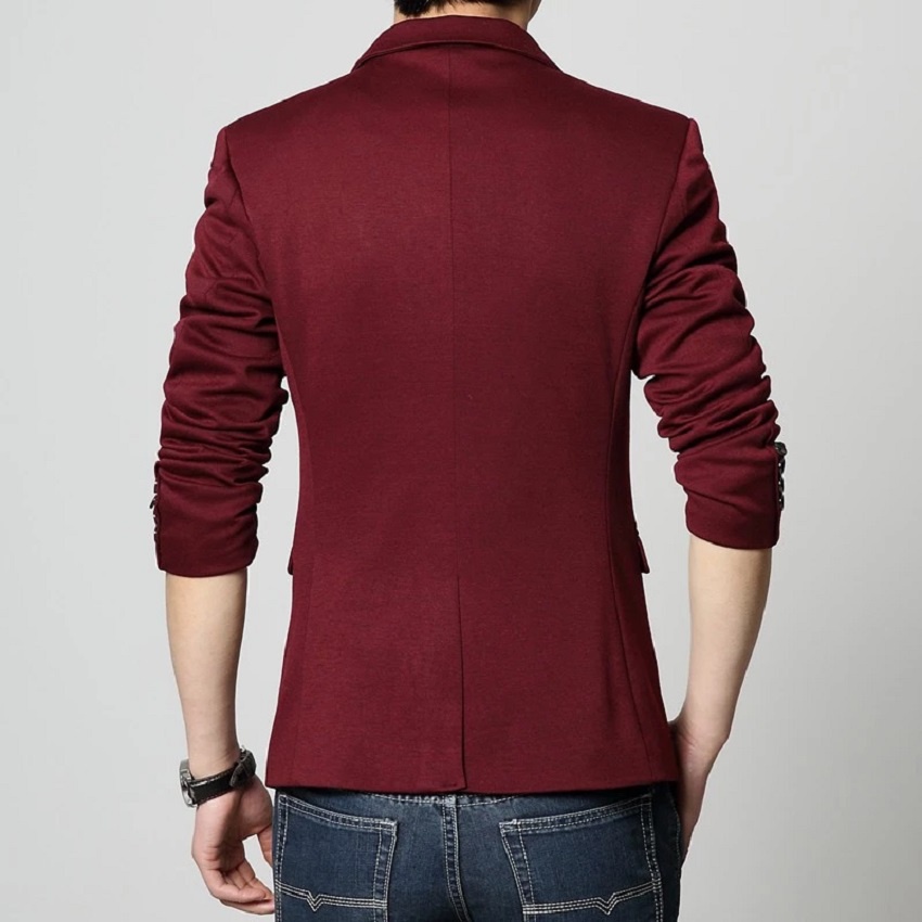 BLAZER PRIA SLIMFIT WARNA MAROON MELVIN TWIST SINGLE BUTTON ORIGINAL - BLAZER COWOK WARNA MAROON SLIMFIT BAHAN HIGH TWIST ORIGINAL NIKAYU (S,M,L,XL)