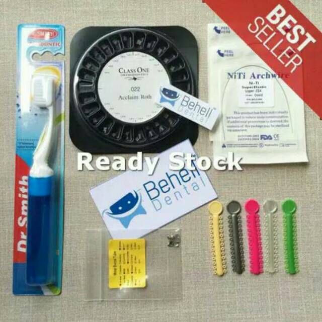 PAKET Behel Permanen Ceramic transfaran.Kawat gigi Classone Usa+sikat gigi ortho transparan PAKET 2