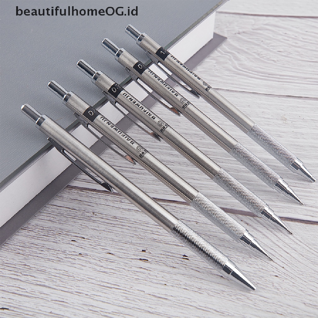 Pensil Mekanik Otomatis 0.5 / 0.7 / 0.9 / 1.3 / 2.0mm Bahan Metal Untuk Menggambar