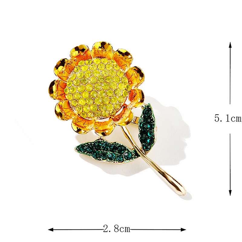 Bros Pin Enamel Bentuk Bunga Matahari Aksen Kristal Untuk Pesta Pernikahan