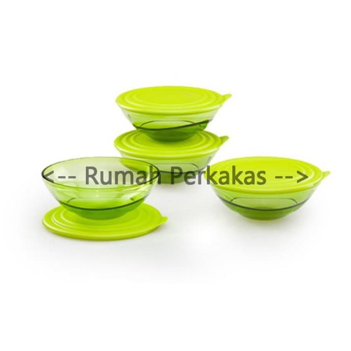 (ORI BERKUALITAS MURAH) Tupperware Eleganzia Bowl 600 ml 4pcs Hijau TERLARIS