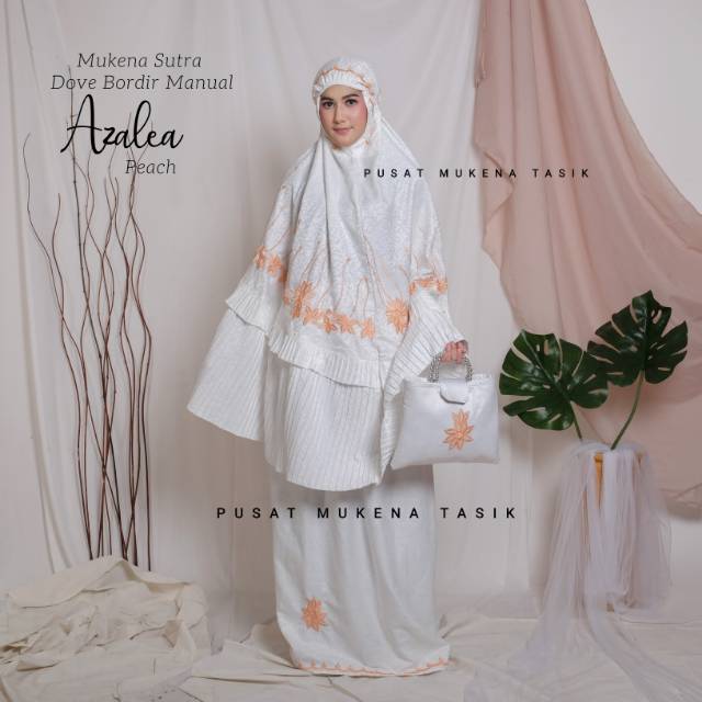 MUKENA PRISKET DEWASA SUTRA DOVE BORDIR MANUAL AZALEA | GROSIR BELI MUKENA PLISKET MURAH AMORA