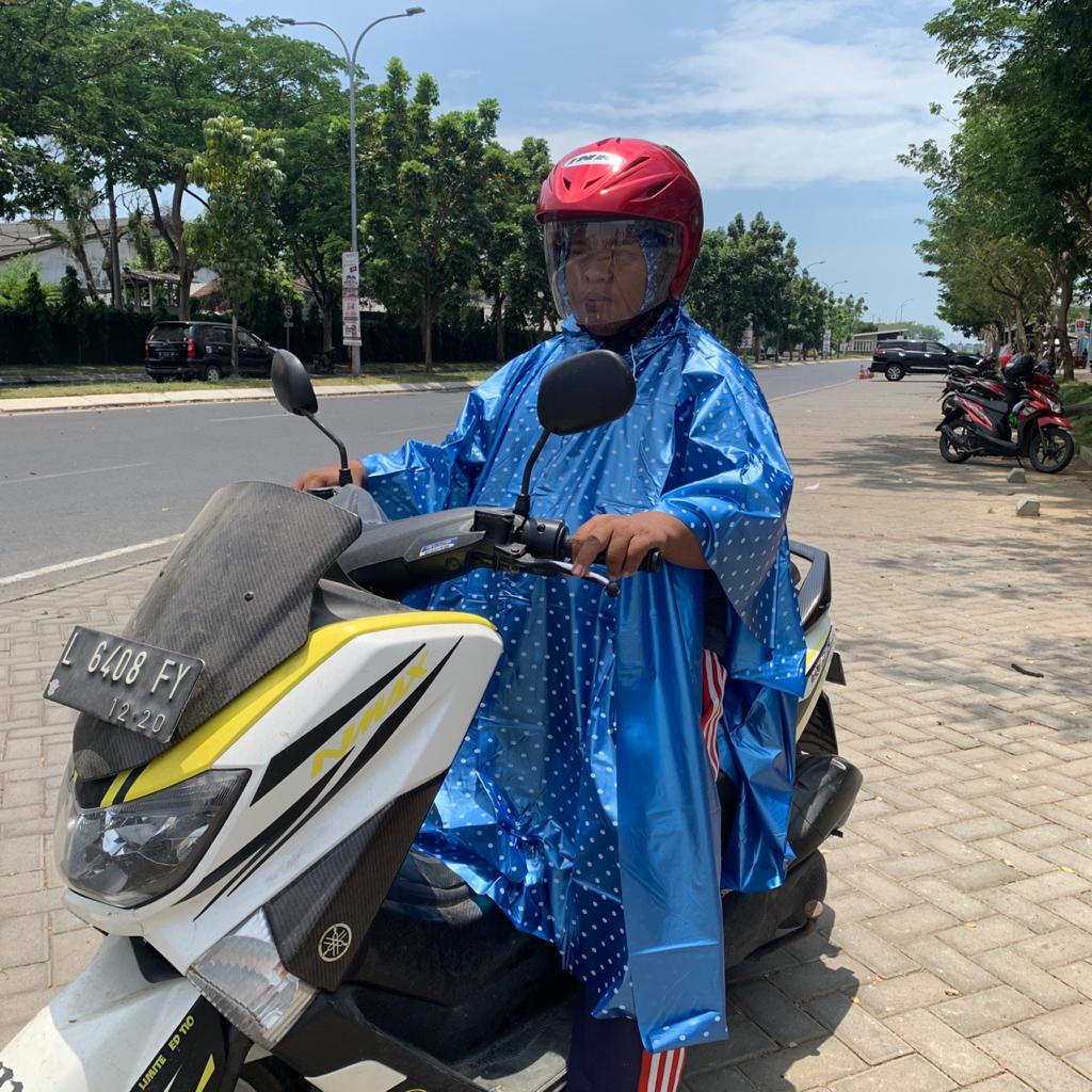 jas hujan ponco lengan polkadot ponco kelelawar polkadot