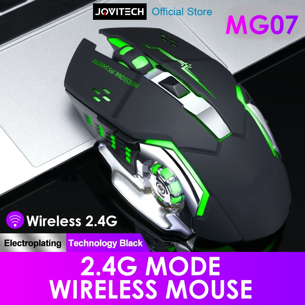 【COD】Jovitech Rechargeable gaming Mouse 2400 DP Wireless Ultra-Thin Silent Mute LED Lights Computer Laptop Rechargeable Wireless Mouse