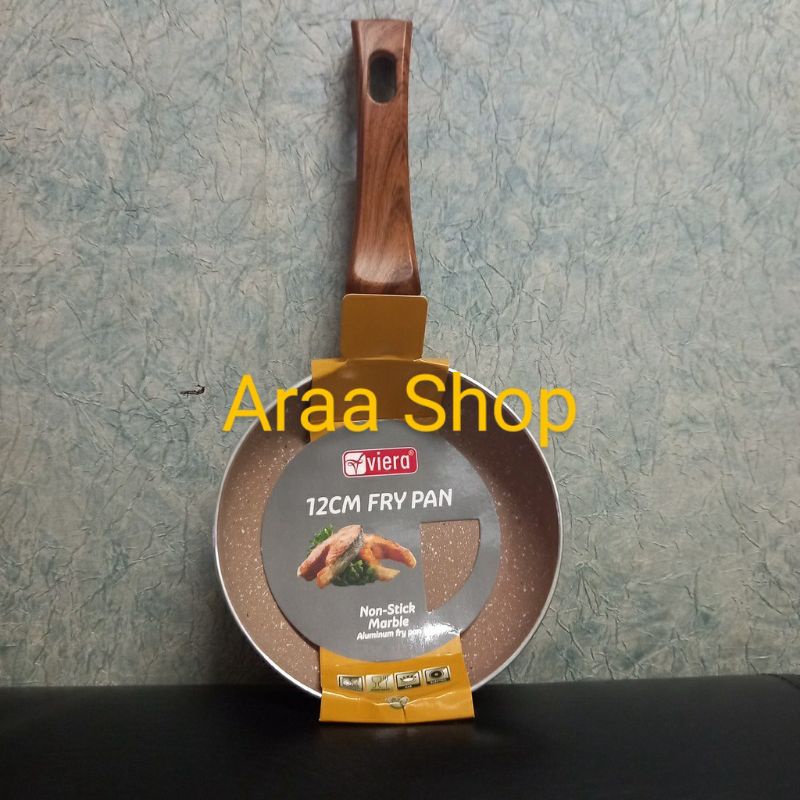 VIERA Teflon Fry Pan 12cm Marble Keramik Non-Stick/Wajan Penggorengan Kecil Peyek & Telur Aluminium 