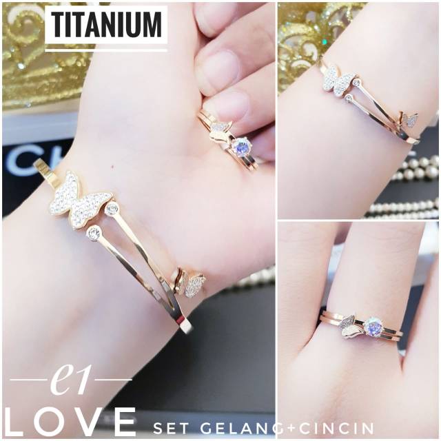 titanium gelang dan cincin 1912j