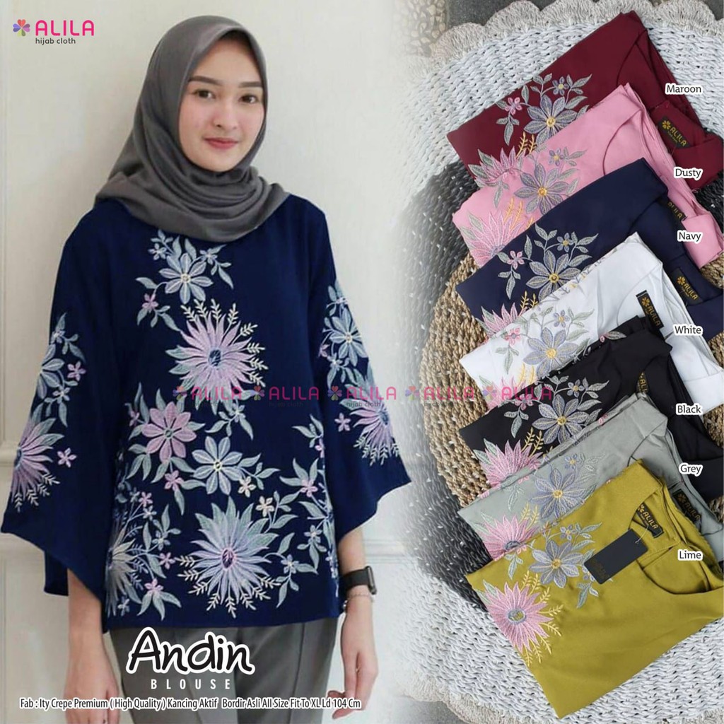 ANDIN BY ALILA / ATASAN WANITA / BLOUSE BERBAHAN ITY CREPE PREMIUM