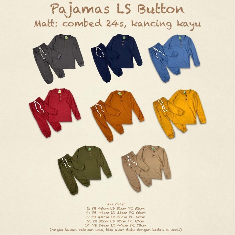 Pajamas LS button Pineapple/Setelan Kancing/Set Anak Cowok-Cewek