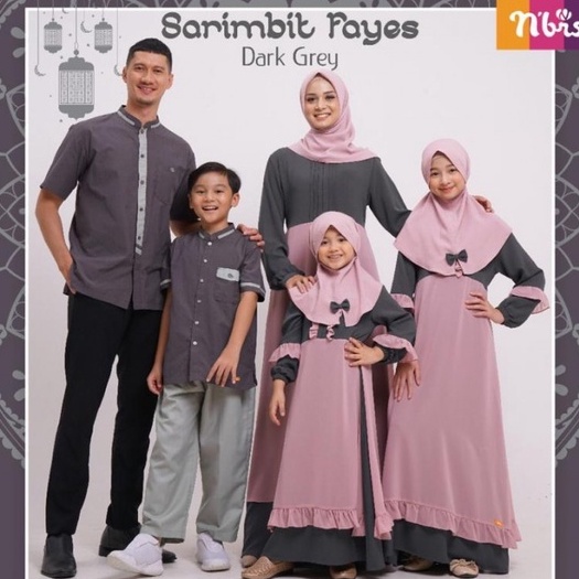 SARIMBIT NIBRAS FAYES DARK GREY FAMILY SERIES GAMIS BAJU BUSANA MUSLIM IBU WANITA ANAK PEREMPUAN KOK