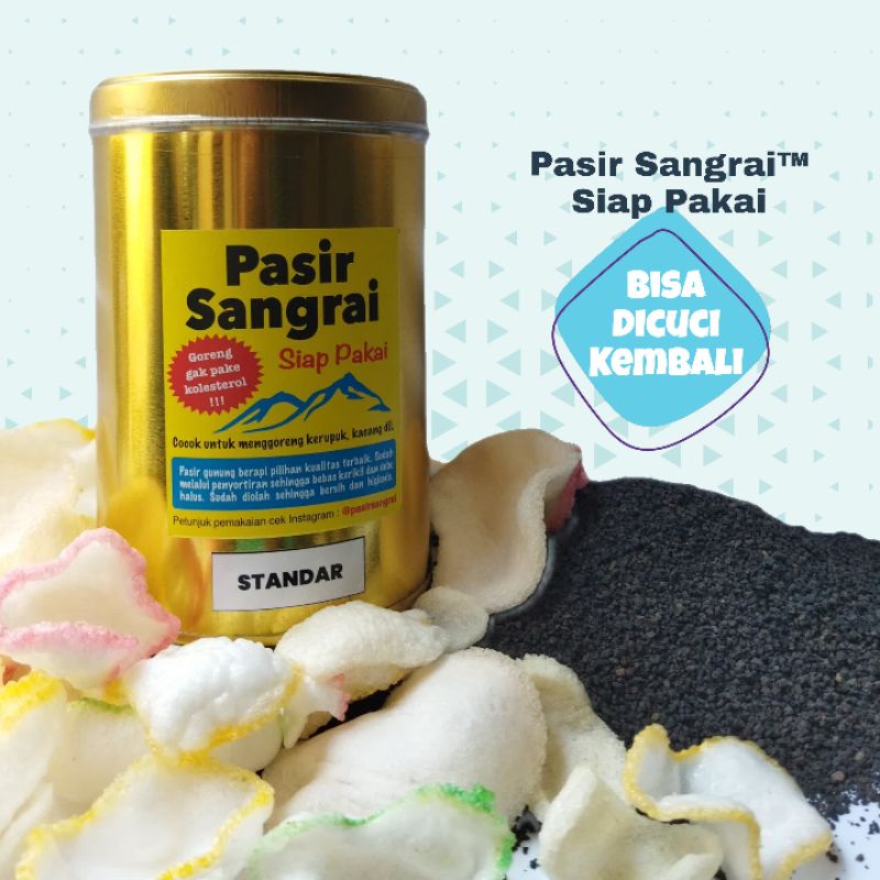 Pasir Sangrai® Siap Pakai - HALUS STANDAR - Kemasan Toples Kaleng Emas 1kg / Pasir Goreng Kerupuk