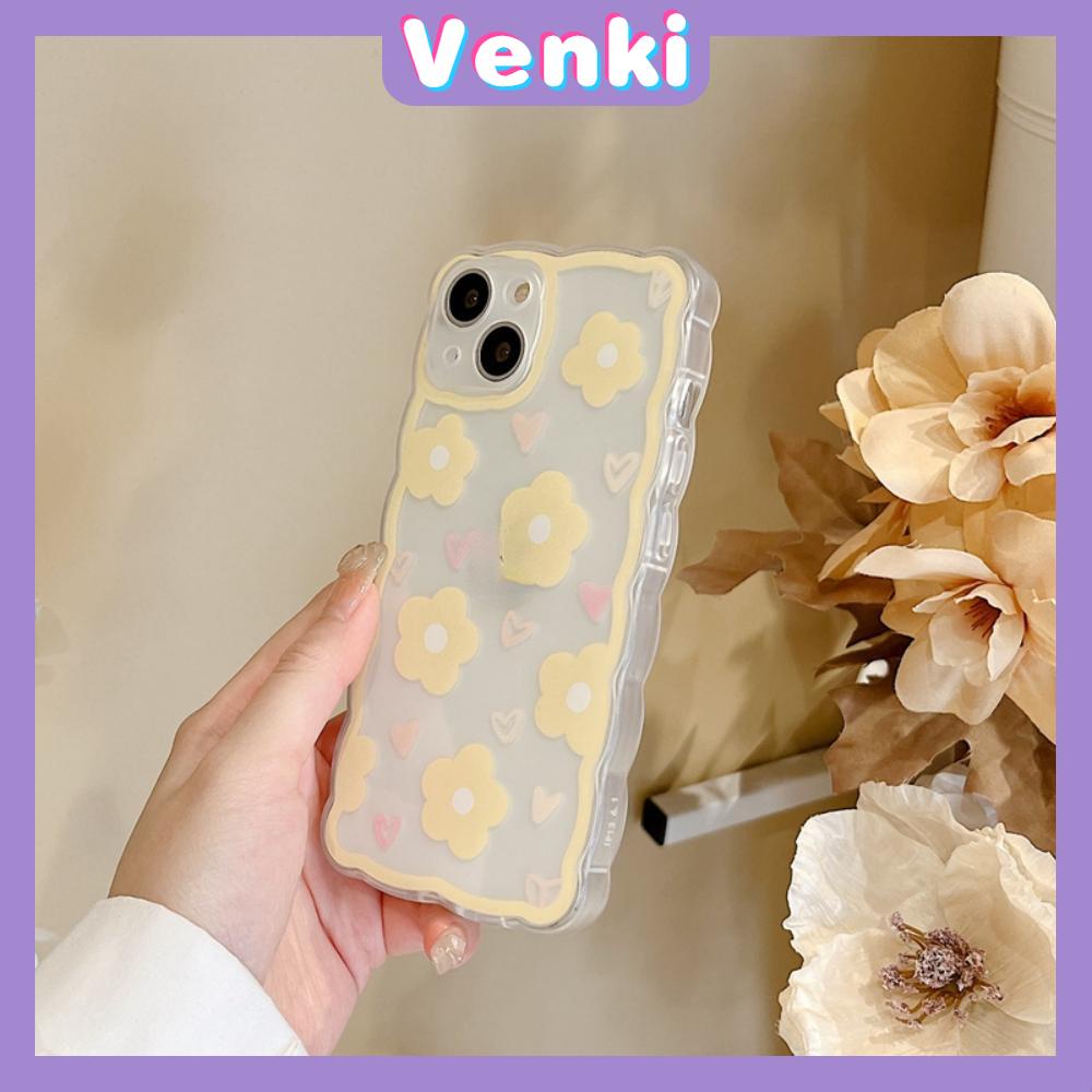 iPhone Case Silicone Soft Case Clear Case Wave Airbag Shockproof Camera Cover Protection Yellow Flower Compatible For iPhone 11 iPhone 13 Pro Max iPhone 12 Pro Max iPhone 7 Plus xr