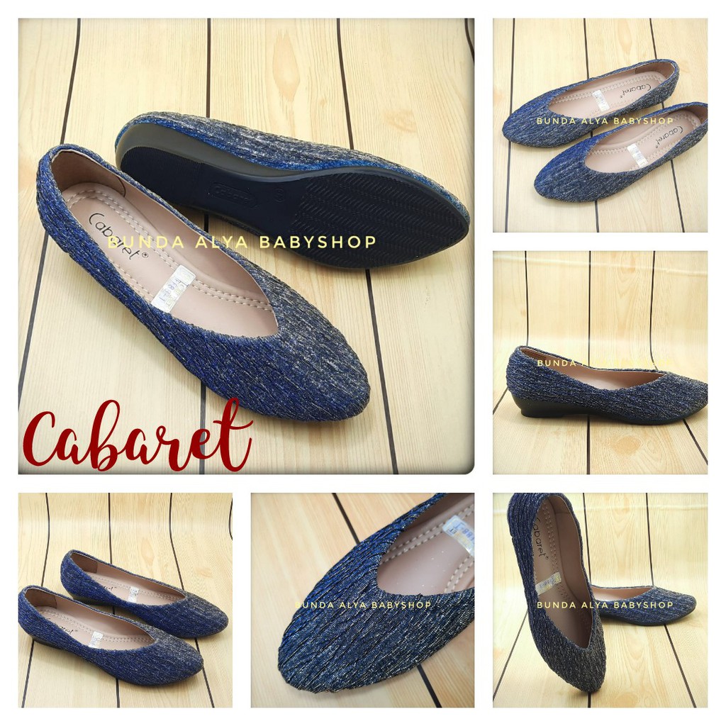 Sepatu Wanita Premium Ukuran 37 Sampai 40 ABU Flatshoes Wanita Glitter Cabaret - Sepatu Cewek Casual