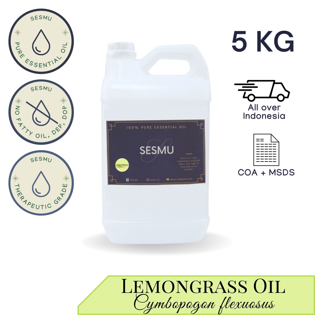 5 KG / 5 L / 5000 ML LEMONGRASS (SEREH) 100% PURE ESSENTIAL OIL / MINYAK ATSIRI