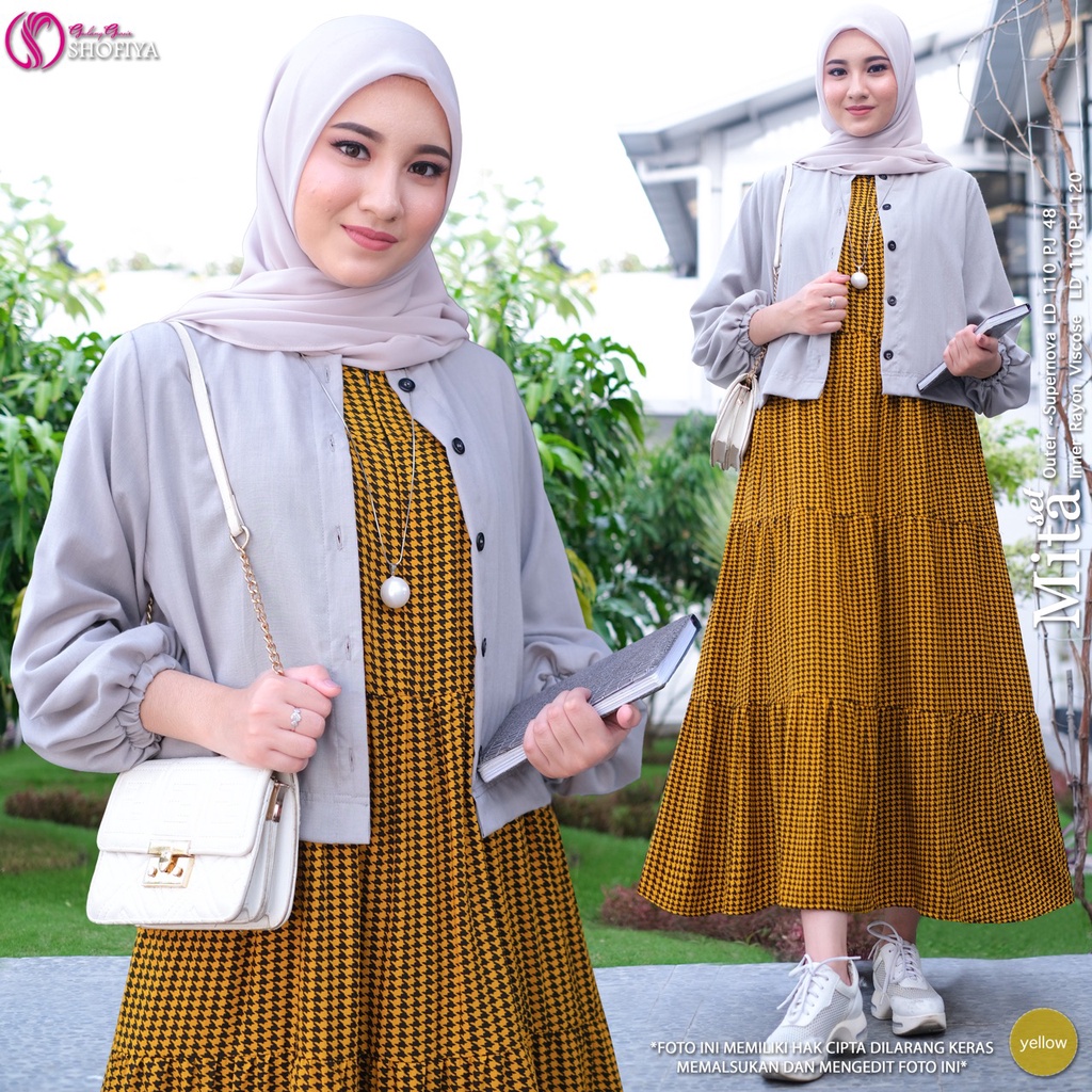 [NEW] GAMIS DRESS FASHION MUSLIM // NUMA - MITA - INDRI - ULLIN BY SHOFIYA-Mita - Yellow