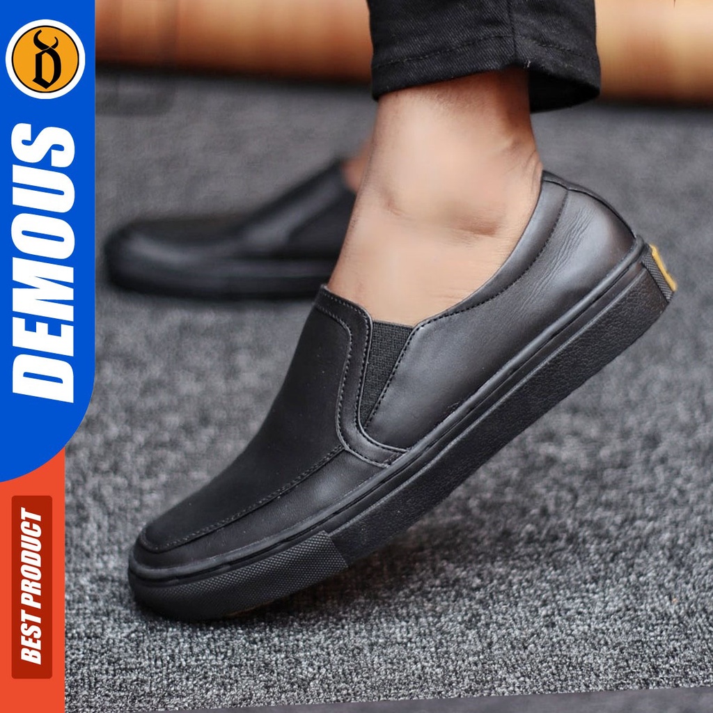 DEMOUS Morri - Sepatu Slip On Pria Casual Kulit Asli