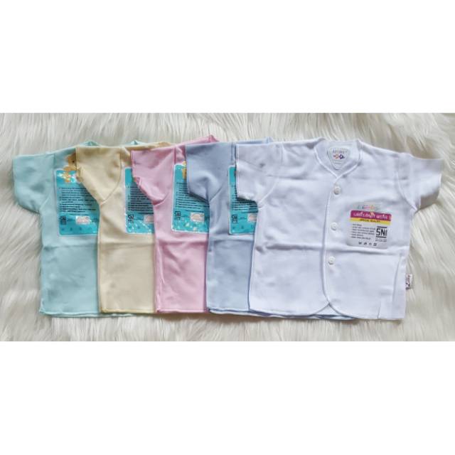 Libby Baju Pendek NB Polos Putih / Warna / Baju Bayi (0-3) Pendek Polos Warna