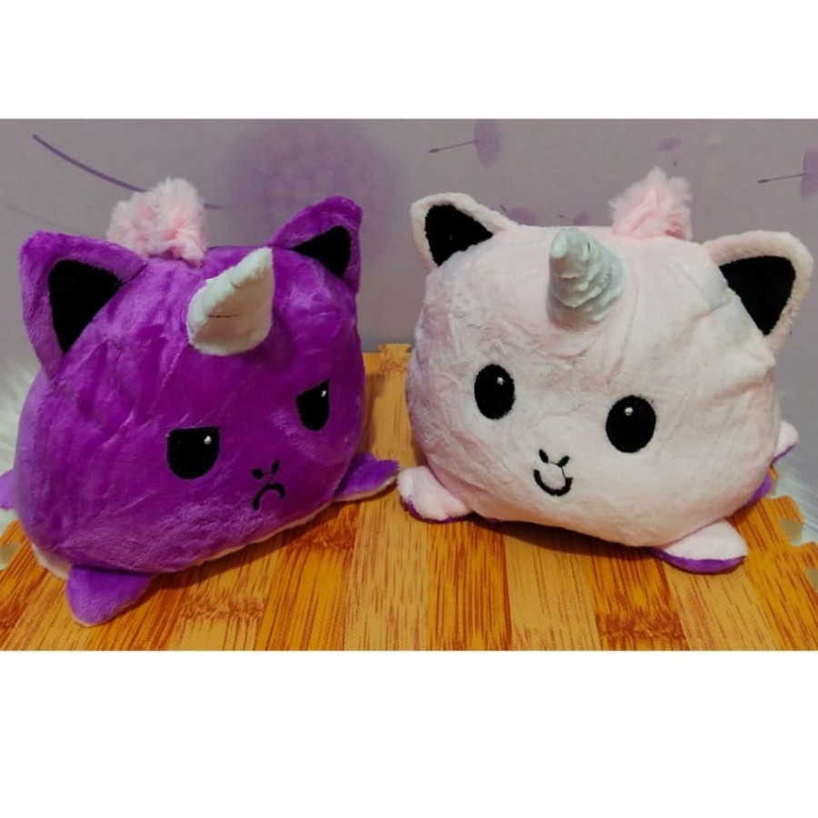 Boneka reversible unicorn / 2 EKSPRESI BOLAK BALIK / Berubah Ekspresi - BIRU-KUNING