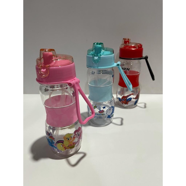 Botol Minum Anak BPA Free sedotan handle karakter 400ml - botol minum 3588