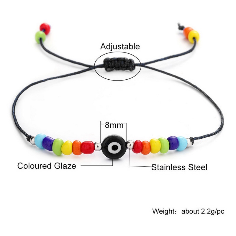Gelang Tangan Manik-Manik Mata Iblis Warna-Warni Dapat Disesuaikan Untuk Hadiah