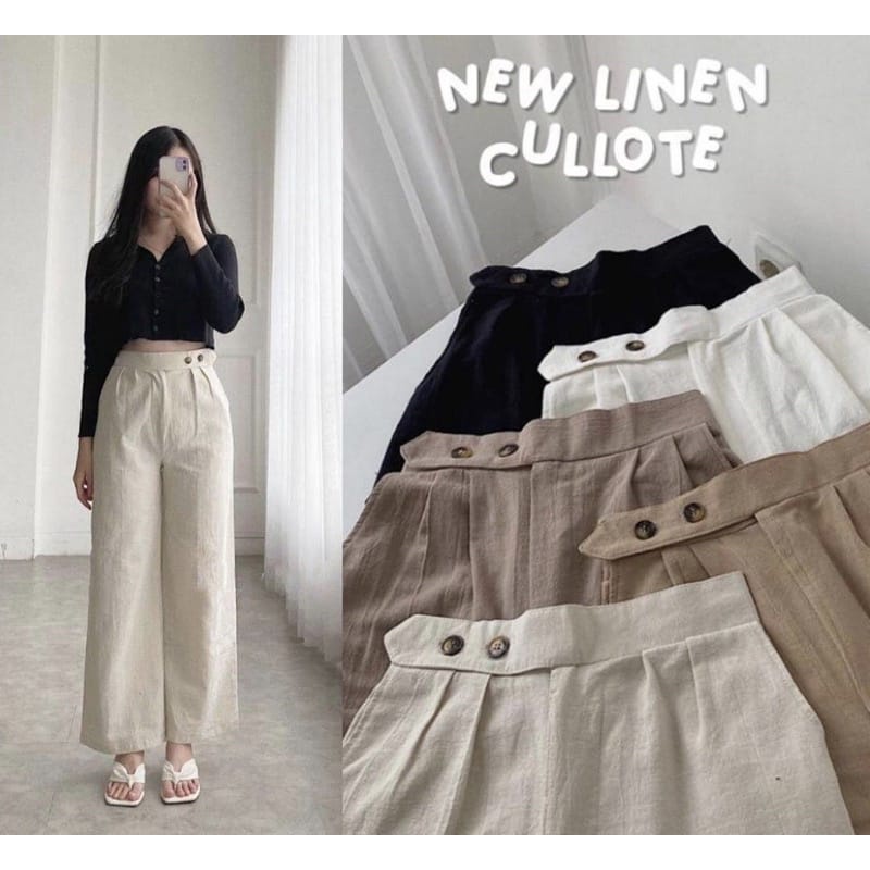 Yuka Kulot Linen Rami Kulot Wanita High waist