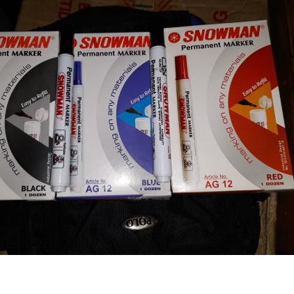 

Banting Harga Spidol Permanent Marker Snowman AG 12 (spidol hitam . biru . merah) ✽✳❅