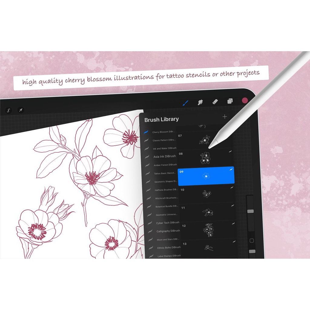 Procreate Brush - Cherry Blossom Stamps for Procreate