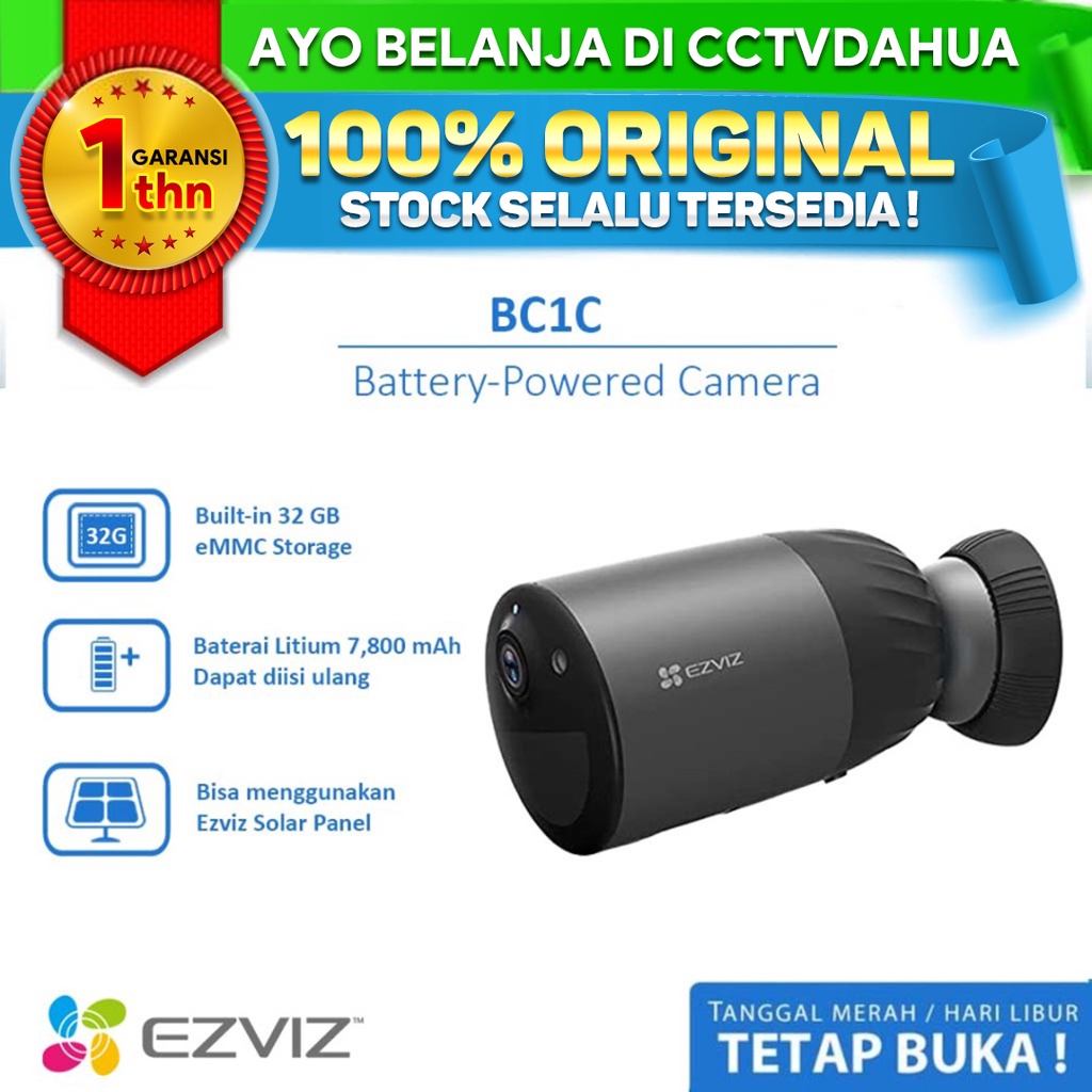 EZVIZ BC1C 1080P Outdoor IPCam 7,800 mAh Battery Build-in 32GB Storage