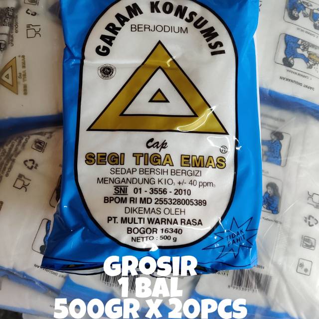 Garam Meja Cap Segitiga Emas 1bal isi 500 gr x 20pcs GROSIR