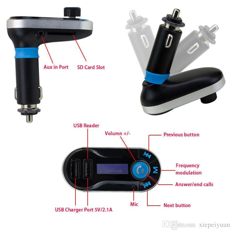 BT66 Bluetooth 2.1A Dual USB Car Charger Kit Handsfree Speakerphone MP3 Player FM Transmitter