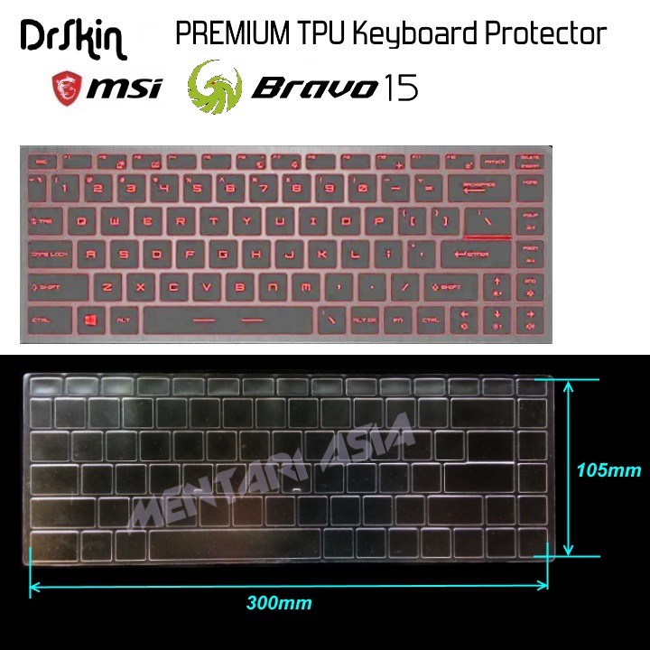 Keyboard Protector MSI Bravo 15 - DrSkin PREMIUM TPU Clear