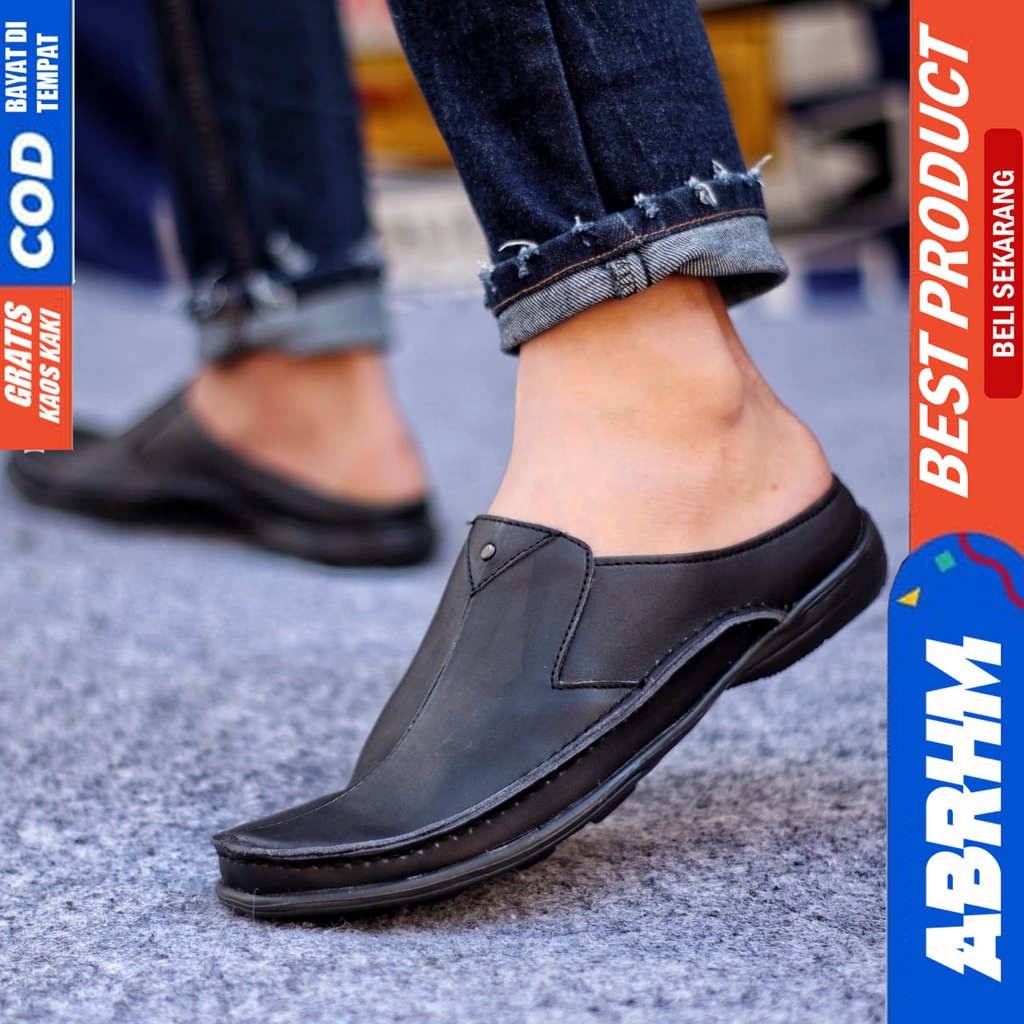 Sepatu Sandal Casual Kulit Asli Bustong Tutong Sendal Slop Original Murah Terbaru Kekinian