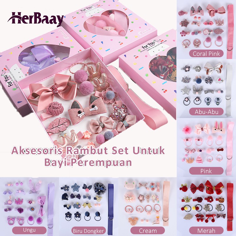 

Herbaay 18Pcs / Set Girls Princess Hairpin Bandana dengan Model Ikatan Pita dan Bahan Kain Elastis