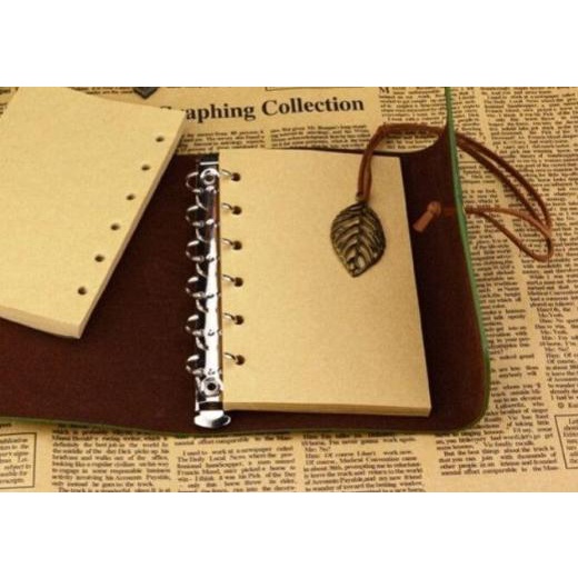 

☜ Buku Catatan Binder Kulit Retro Leaf Kertas A6 / Buku Agenda Klasik - Coffee ✥