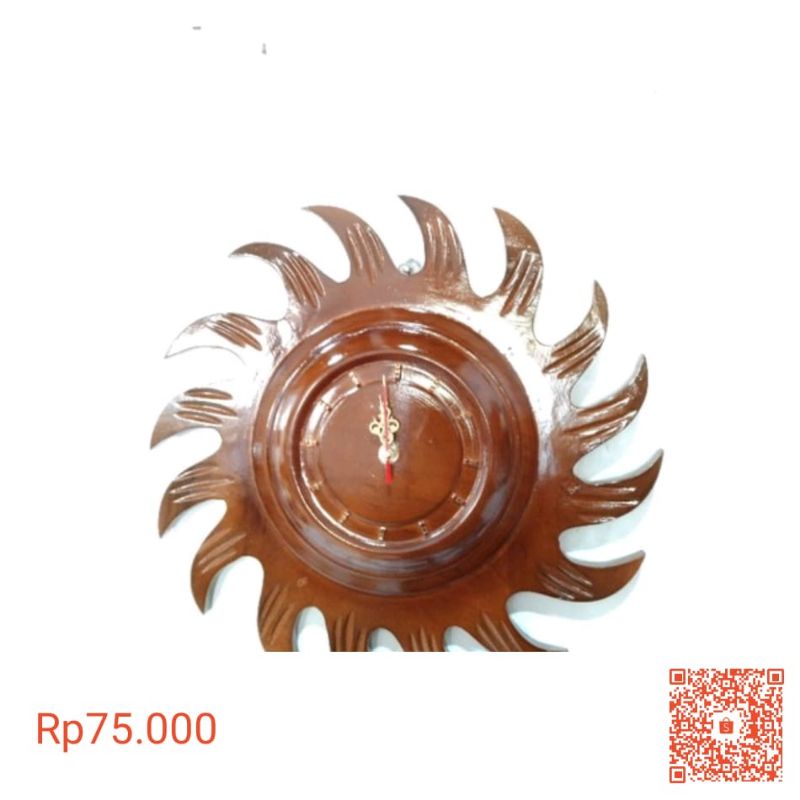 jam dinding jati model matahari