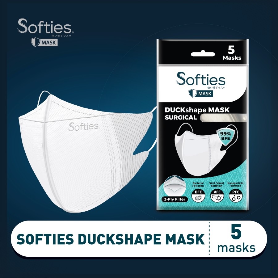 Softies Surgical 3D Mask / Duckbill / Duckshape 1 sachet (5pcs) Masker Medis