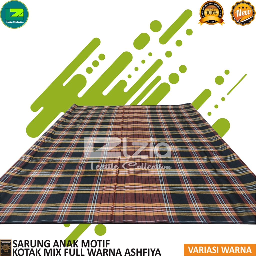 SARUNG TENUN ANAK JUNIOR MOTIF KOTAK FULL MIX WARNA ASHFIYA