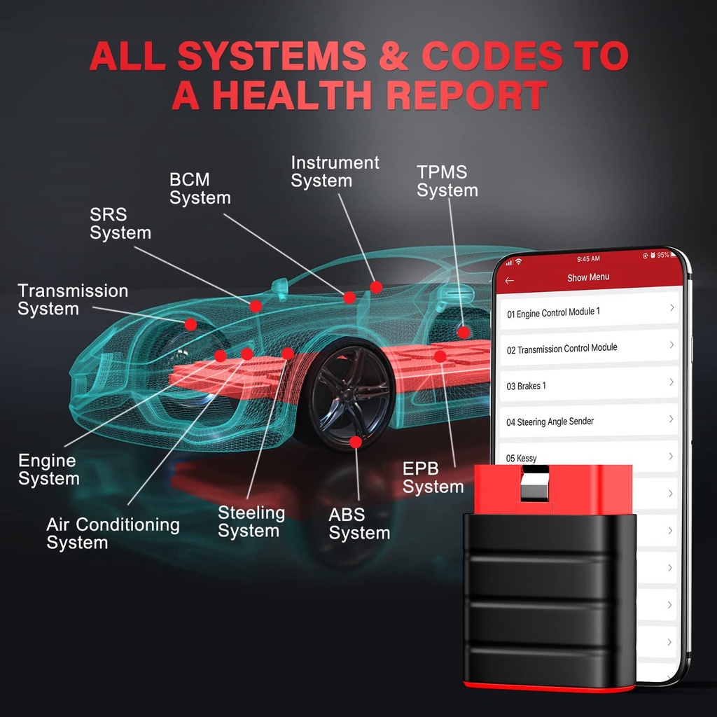 THINKCAR Thinksafe Bluetooth OBD2 Scanner Full System Car Scanner Diagnostic Tool Check Engine Code Reader With Oil EPB ABS SRS TPMS Throttle 6 Reset Auto OBD 2 Car Scanner For All Cars Support IOS &amp; Android Phone