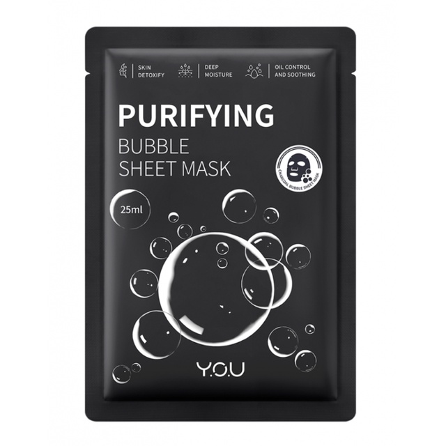 `ღ´ PHINKL `ღ´ Y.O.U bubble sheet mask masker wajah topeng tinggal tempel karbon hitam