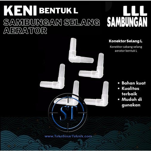 Sambungan Selang Aerator L / Sambungan Selang Airator Bentuk Siku L Aquarium Aquascape Conector Selang Pompa Gelembung Udara