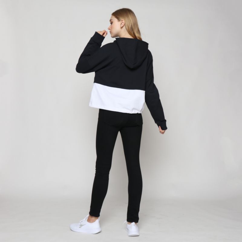 DK Crop BW - Hoodie Wanita Hitam - Black White Sweater  PD8/HABCDE