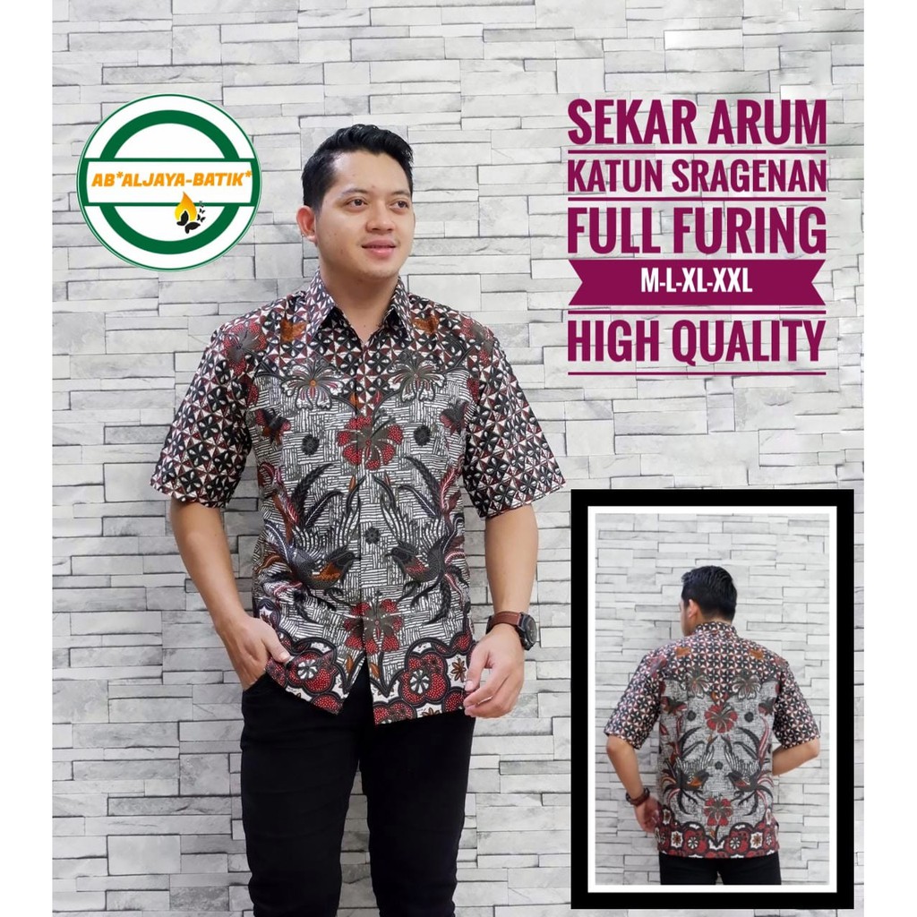 SEKAR ARUM ALJAYA KEMEJA BATIK SOLO PRIA LENGAN PENDEK PANJANG LAPIS FURING ATASAN PREMIUM MODERN KATUN HALUS ROMO PEKSI MAWAR ARUM AJI KUNING SUNDOKORO TRUNTUM SOGAN SUNGUT GADING ROGOSUKMO LAWASAN PEKSI GADING NOGO ABRIT LINTANG KANOMAN KIPAS WULU GURDO