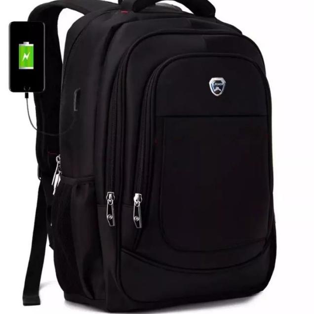 Oke Price.. Tas Polo Power Tas Ransel Asli USB Tas Kantor Pria Tas Ransel Laptop USB - Tas polo anak