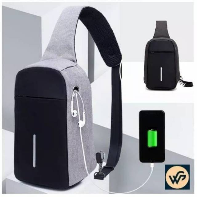 Best Seller Tas Selempang Anti Maling &amp; Anti Air Smart Crossbody Bag Non USB Charger Premium Quality