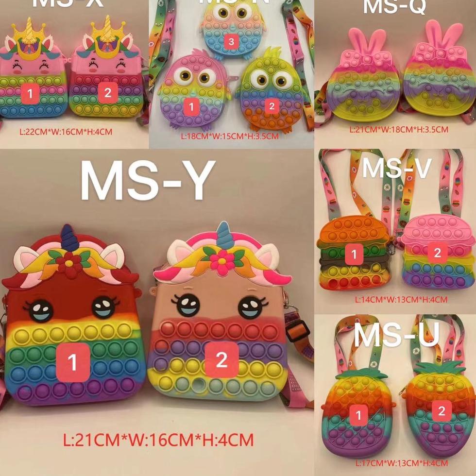 TW.28Jl22ᵁ - GROSIR JUMBO BESAR  TAS ANAK POPIT JELLY / TAS POP IT ANAK SELEMPANG UNICORN / TAS POP 